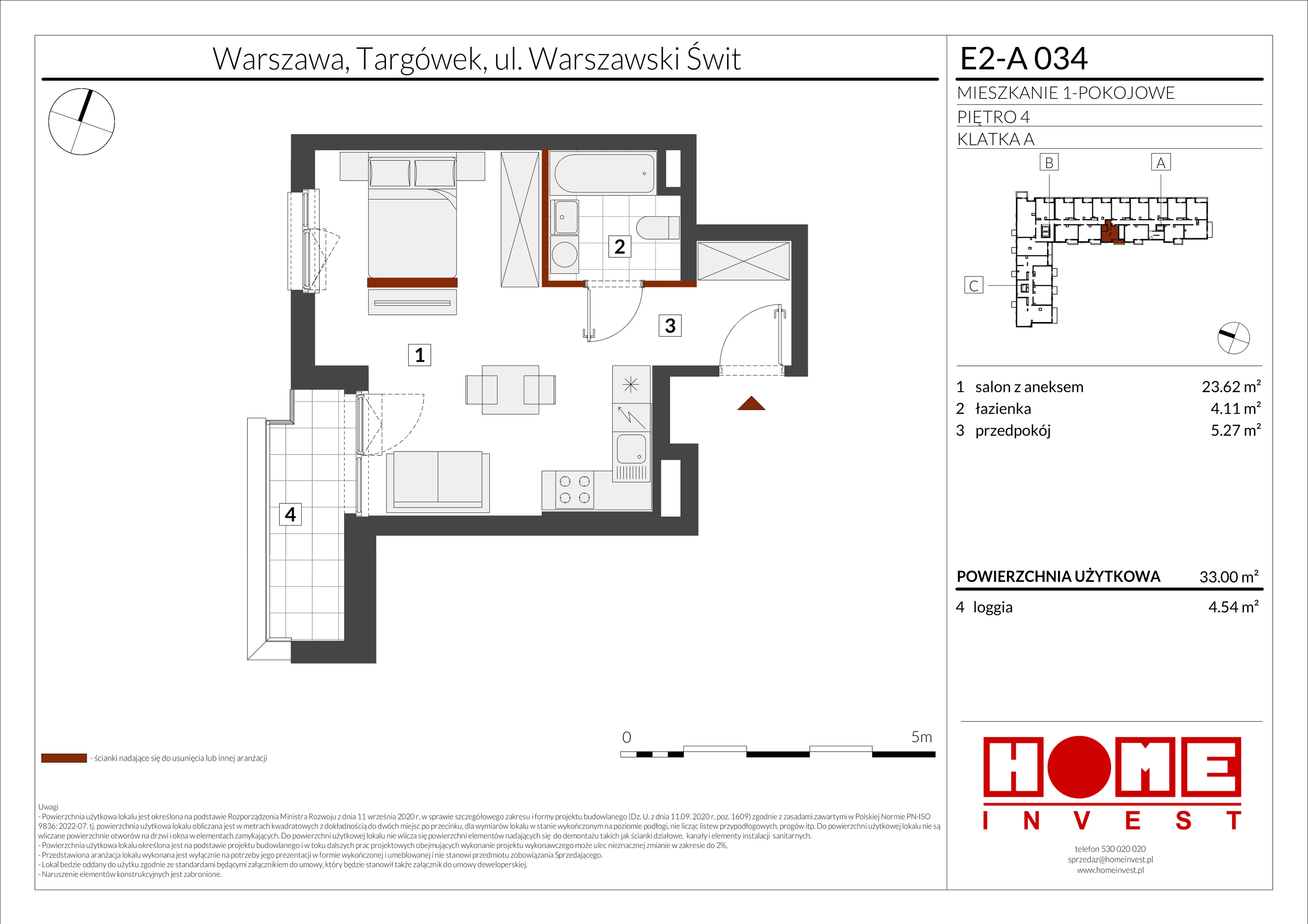 1 pokój, mieszkanie 33,00 m², piętro 4, oferta nr E2-A034, Warszawski Świt Etap XI, Warszawa, Targówek, Bródno, ul. Warszawski Świt