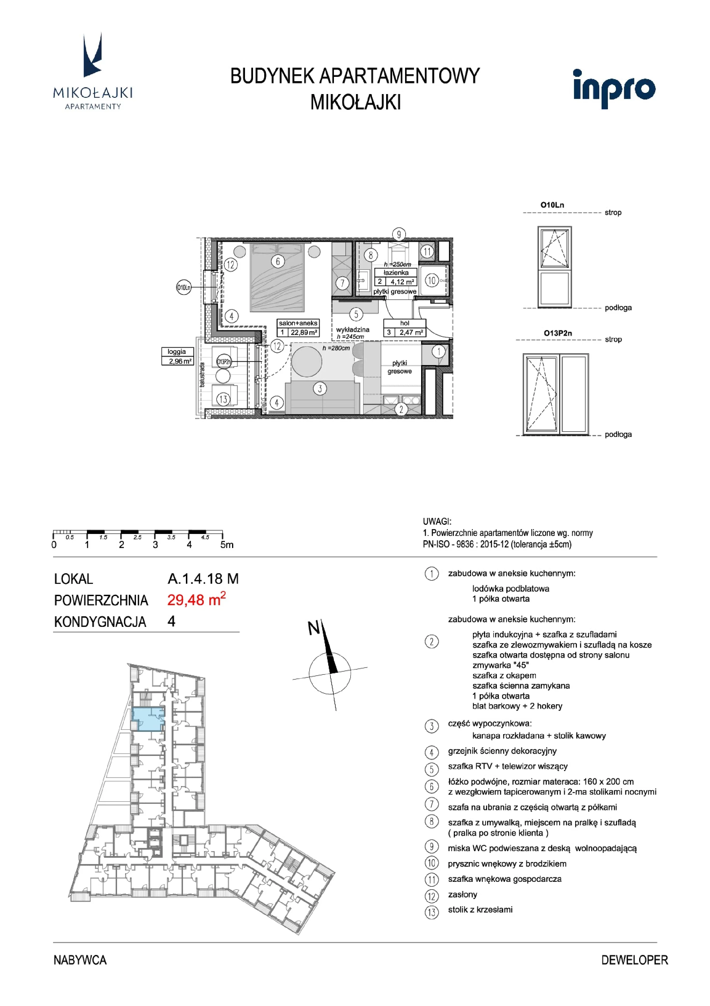 1 pokój, mieszkanie 29,46 m², piętro 4, oferta nr A.1.4.18M, N11 Apartamenty Mikołajki, Mikołajki, ul. Spacerowa