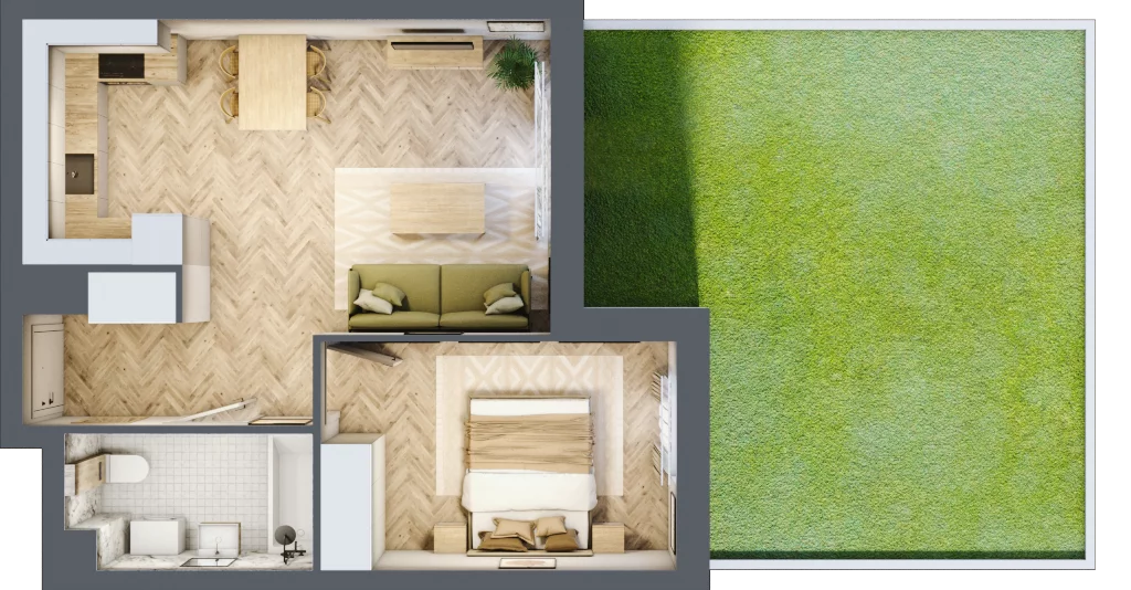 2 pokoje, mieszkanie 42,71 m², piętro 1, oferta nr A.3.2.3, FORMA, Elbląg, Zatorze, ul. Mielczarskiego