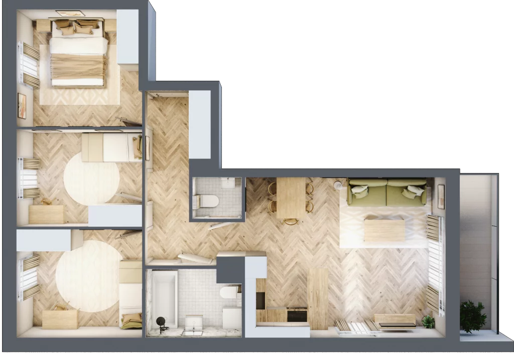 4 pokoje, mieszkanie 70,69 m², piętro 4, oferta nr A.1.5.1, FORMA, Elbląg, Zatorze, ul. Mielczarskiego