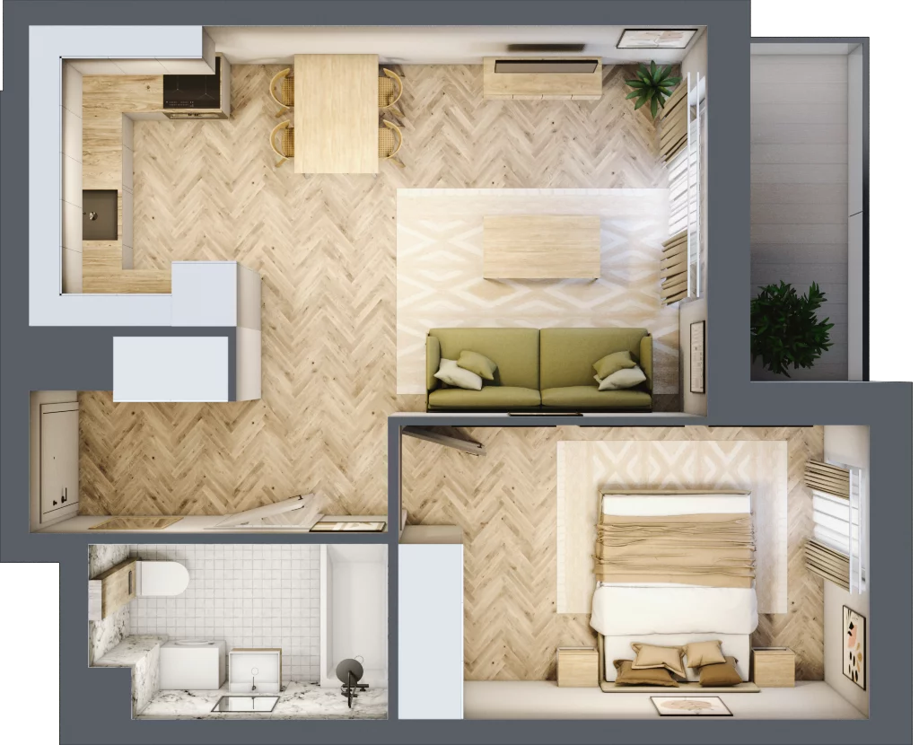 2 pokoje, mieszkanie 41,81 m², piętro 5, oferta nr A.1.6.3, FORMA, Elbląg, Zatorze, ul. Mielczarskiego