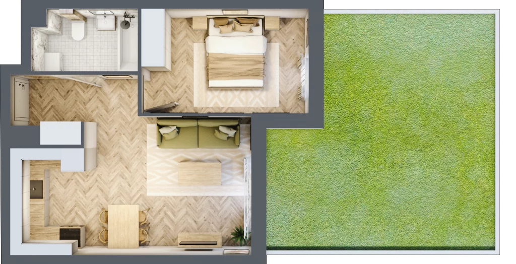 2 pokoje, mieszkanie 41,81 m², piętro 1, oferta nr A.1.2.2, FORMA, Elbląg, Zatorze, ul. Mielczarskiego