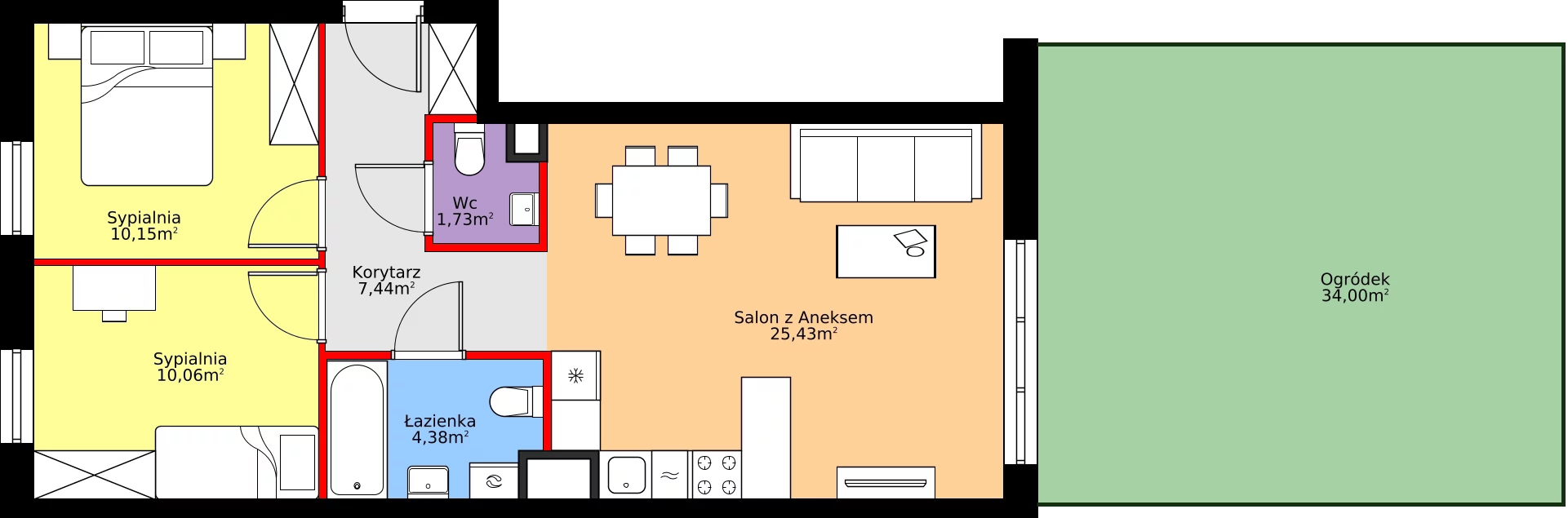 Zalety mieszkania 59.19 m², A.2.2.1