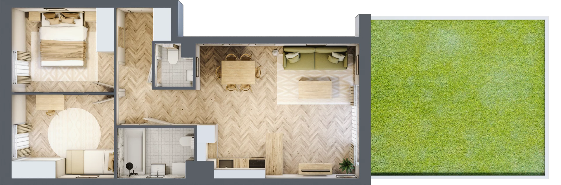 3 pokoje, mieszkanie 59,19 m², piętro 1, oferta nr A.2.2.1, FORMA, Elbląg, Zatorze, ul. Mielczarskiego