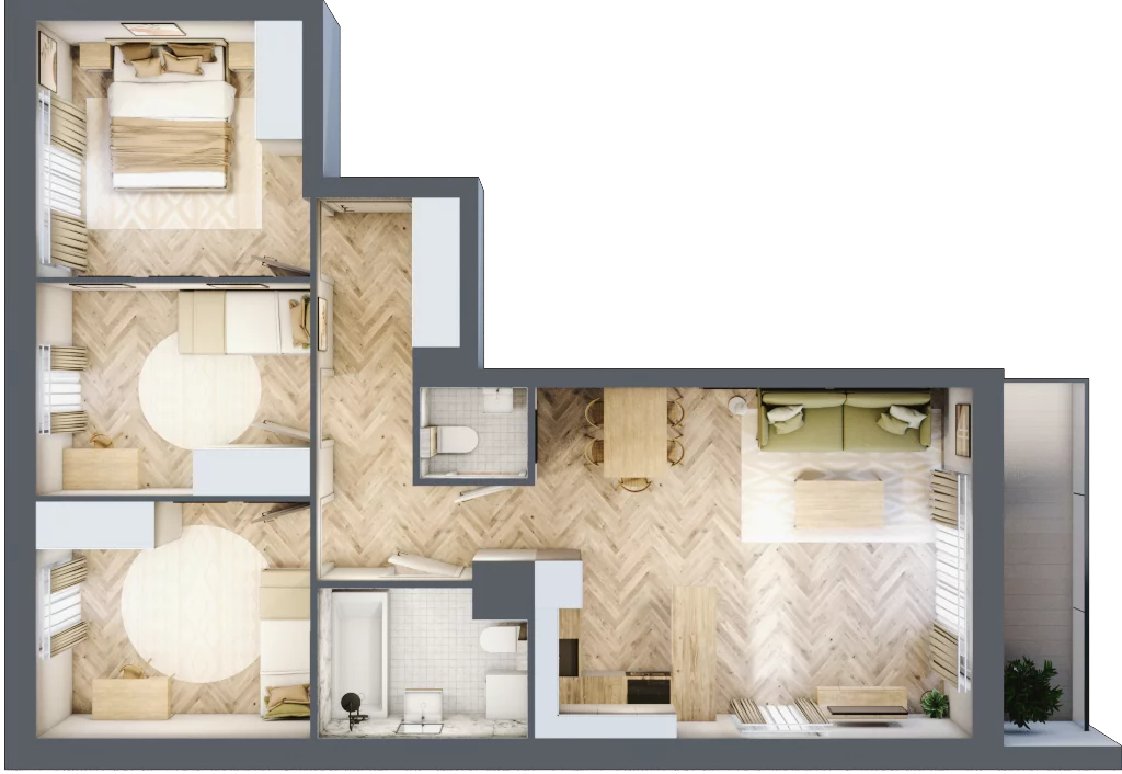 4 pokoje, mieszkanie 70,69 m², piętro 5, oferta nr A.1.6.1, FORMA, Elbląg, Zatorze, ul. Mielczarskiego