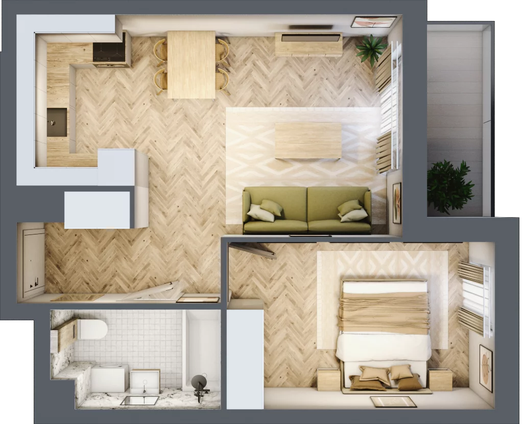 2 pokoje, mieszkanie 41,81 m², piętro 3, oferta nr A.1.4.3, FORMA, Elbląg, Zatorze, ul. Mielczarskiego