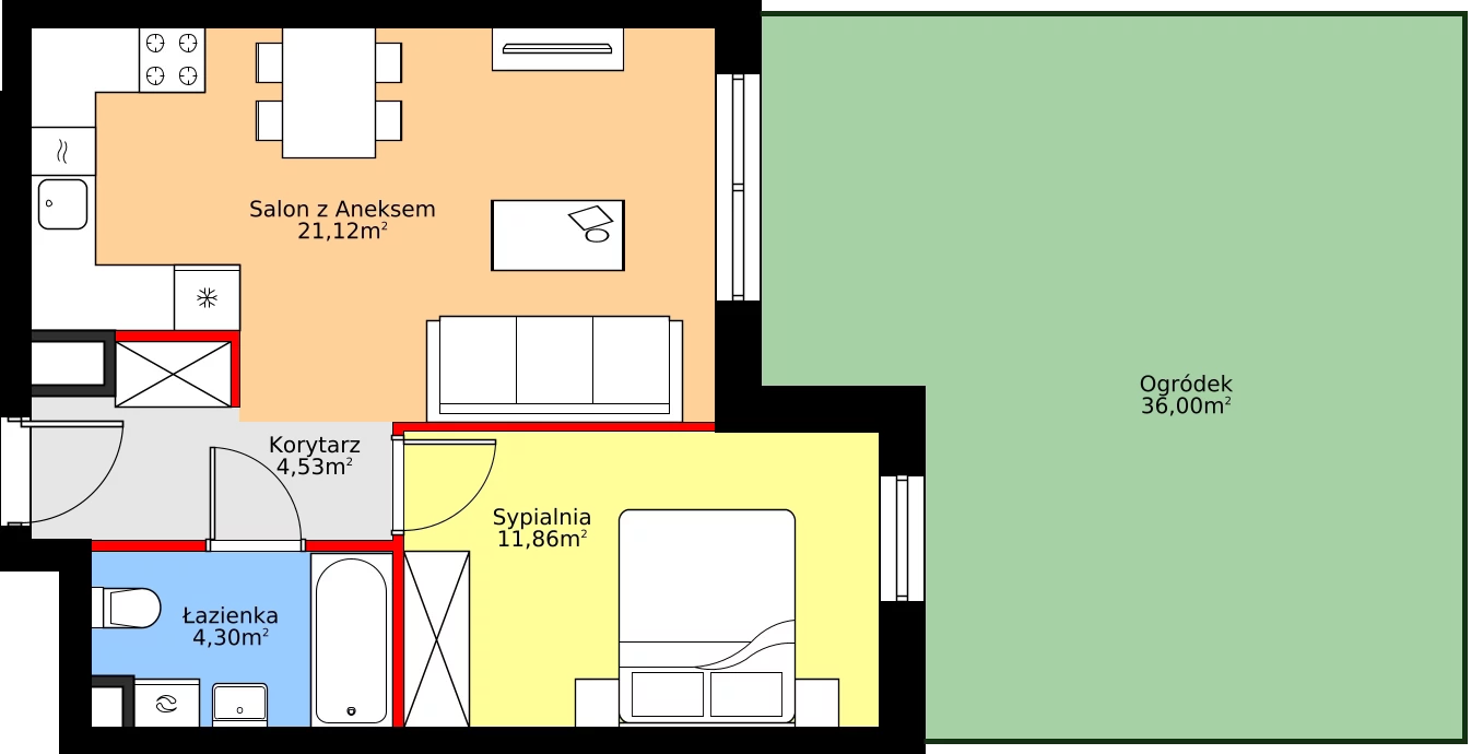 Zalety mieszkania 41.81 m², A.1.2.3