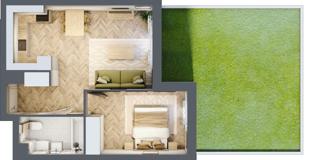 2 pokoje, mieszkanie 41,81 m², piętro 1, oferta nr A.1.2.3, FORMA, Elbląg, Zatorze, ul. Mielczarskiego