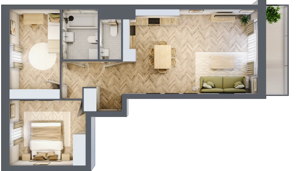 3 pokoje, mieszkanie 59,93 m², piętro 4, oferta nr A.1.5.4, FORMA, Elbląg, Zatorze, ul. Mielczarskiego