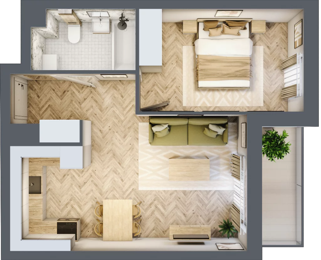 2 pokoje, mieszkanie 41,81 m², piętro 4, oferta nr A.1.5.2, FORMA, Elbląg, Zatorze, ul. Mielczarskiego