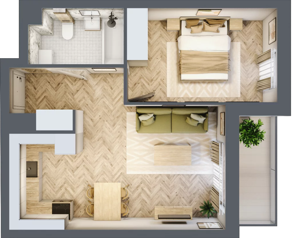 2 pokoje, mieszkanie 41,81 m², piętro 5, oferta nr A.1.6.2, FORMA, Elbląg, Zatorze, ul. Mielczarskiego