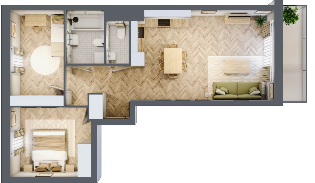 3 pokoje, mieszkanie 59,93 m², piętro 2, oferta nr A.1.3.4, FORMA, Elbląg, Zatorze, ul. Mielczarskiego