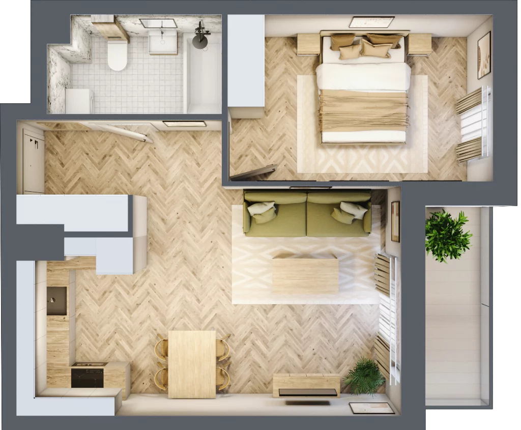 2 pokoje, mieszkanie 42,71 m², piętro 4, oferta nr A.3.5.2, FORMA, Elbląg, Zatorze, ul. Mielczarskiego