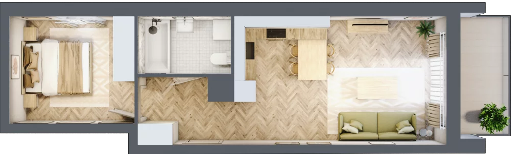 2 pokoje, mieszkanie 41,37 m², piętro 3, oferta nr A.3.4.5, FORMA, Elbląg, Zatorze, ul. Mielczarskiego