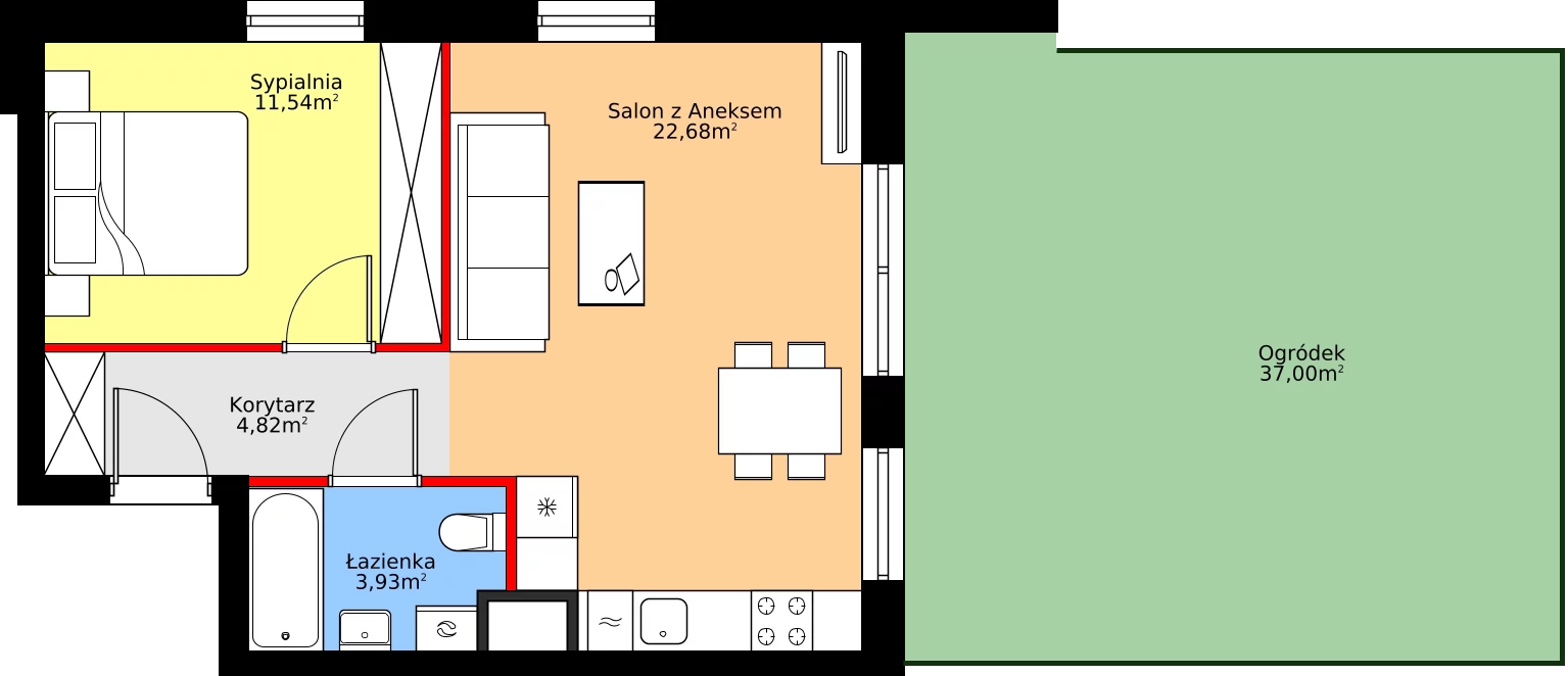 Zalety mieszkania 42.97 m², A.3.2.4