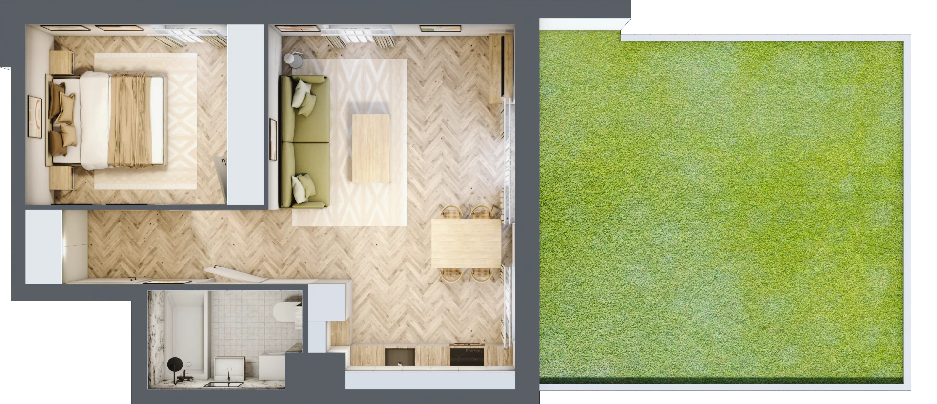 2 pokoje, mieszkanie 42,97 m², piętro 1, oferta nr A.3.2.4, FORMA, Elbląg, Zatorze, ul. Mielczarskiego