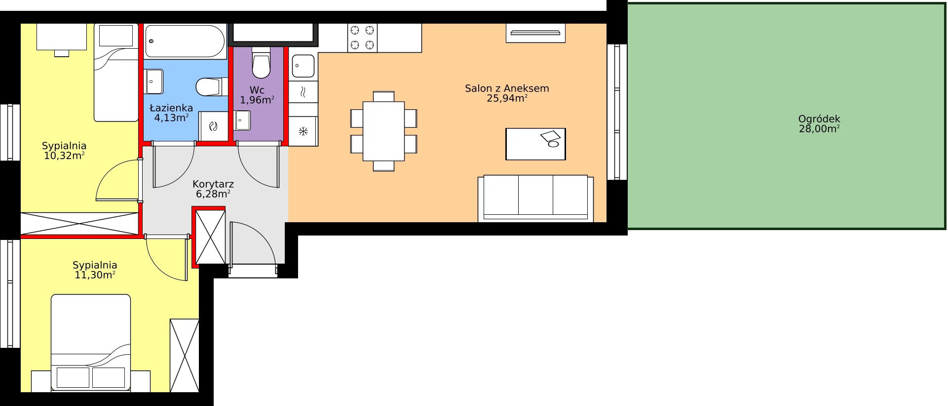 Zalety mieszkania 59.93 m², A.1.2.4