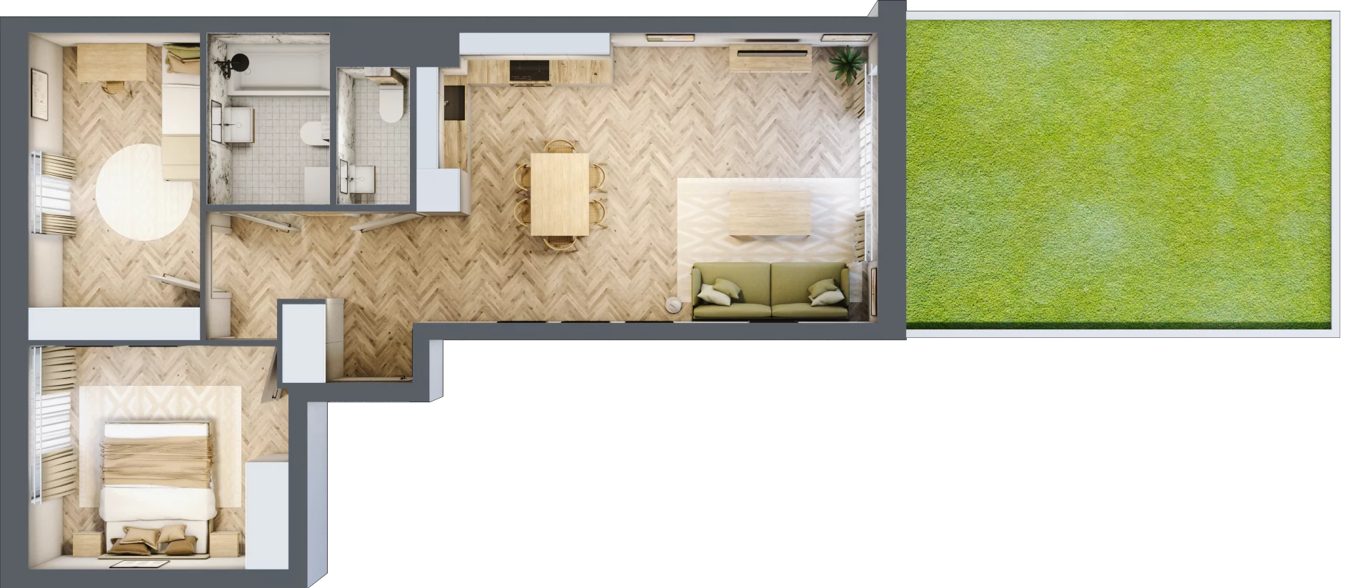 3 pokoje, mieszkanie 59,93 m², piętro 1, oferta nr A.1.2.4, FORMA, Elbląg, Zatorze, ul. Mielczarskiego