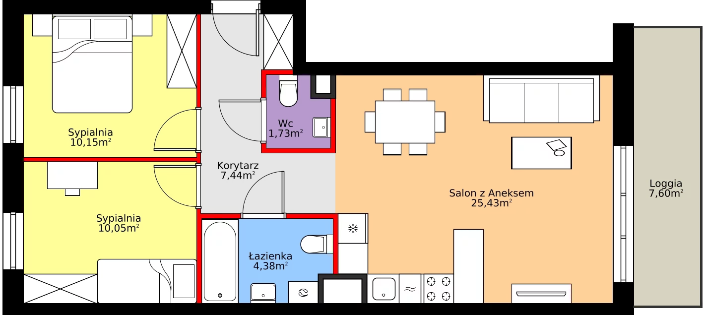 Zalety mieszkania 59.18 m², A.2.5.1