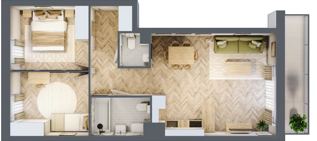 3 pokoje, mieszkanie 59,18 m², piętro 4, oferta nr A.2.5.1, FORMA, Elbląg, Zatorze, ul. Mielczarskiego