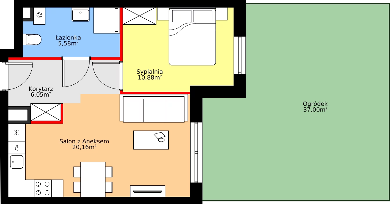 Zalety mieszkania 42.67 m², A.3.2.2