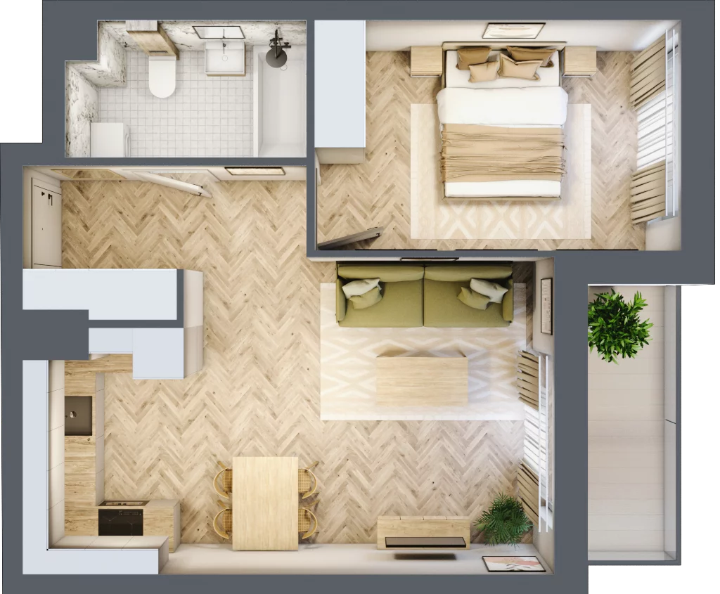 2 pokoje, mieszkanie 42,71 m², piętro 6, oferta nr A.3.7.2, FORMA, Elbląg, Zatorze, ul. Mielczarskiego