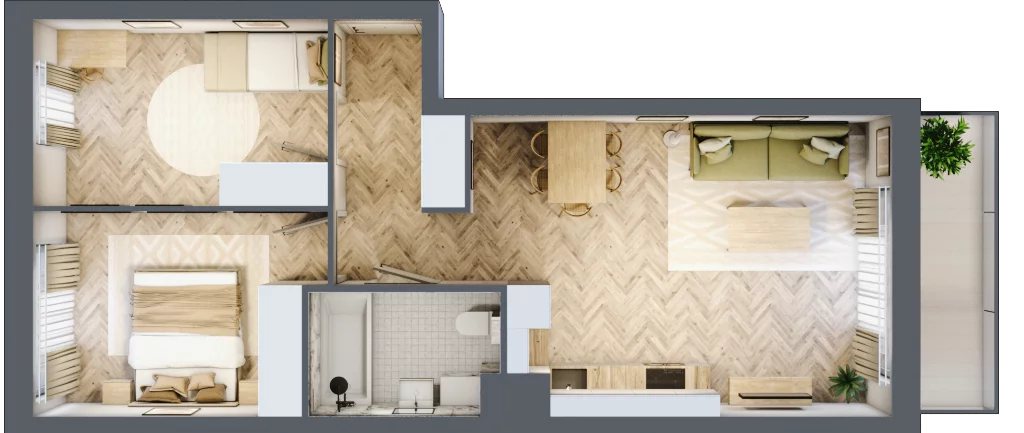 3 pokoje, mieszkanie 54,80 m², piętro 6, oferta nr A.3.7.1, FORMA, Elbląg, Zatorze, ul. Mielczarskiego
