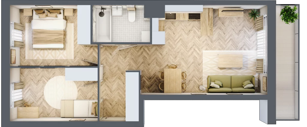 3 pokoje, mieszkanie 55,00 m², piętro 2, oferta nr A.2.3.3, FORMA, Elbląg, Zatorze, ul. Mielczarskiego
