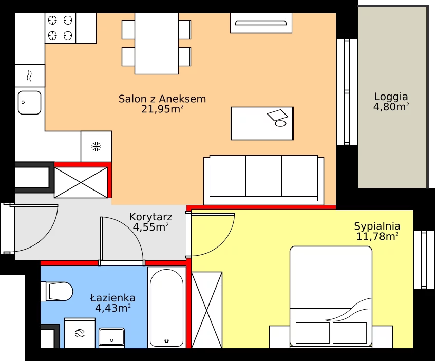 Zalety mieszkania 42.71 m², A.3.3.3