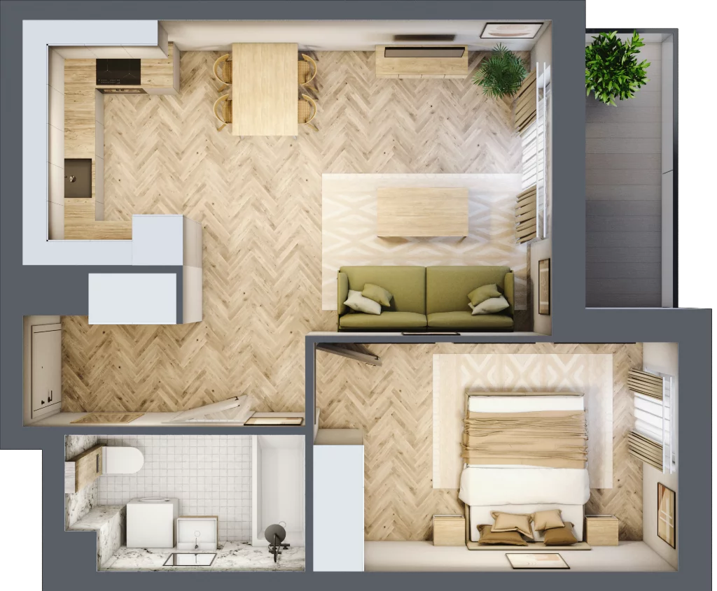 2 pokoje, mieszkanie 42,71 m², piętro 2, oferta nr A.3.3.3, FORMA, Elbląg, Zatorze, ul. Mielczarskiego