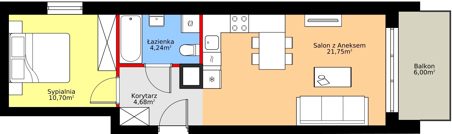Zalety mieszkania 41.37 m², A.3.7.5