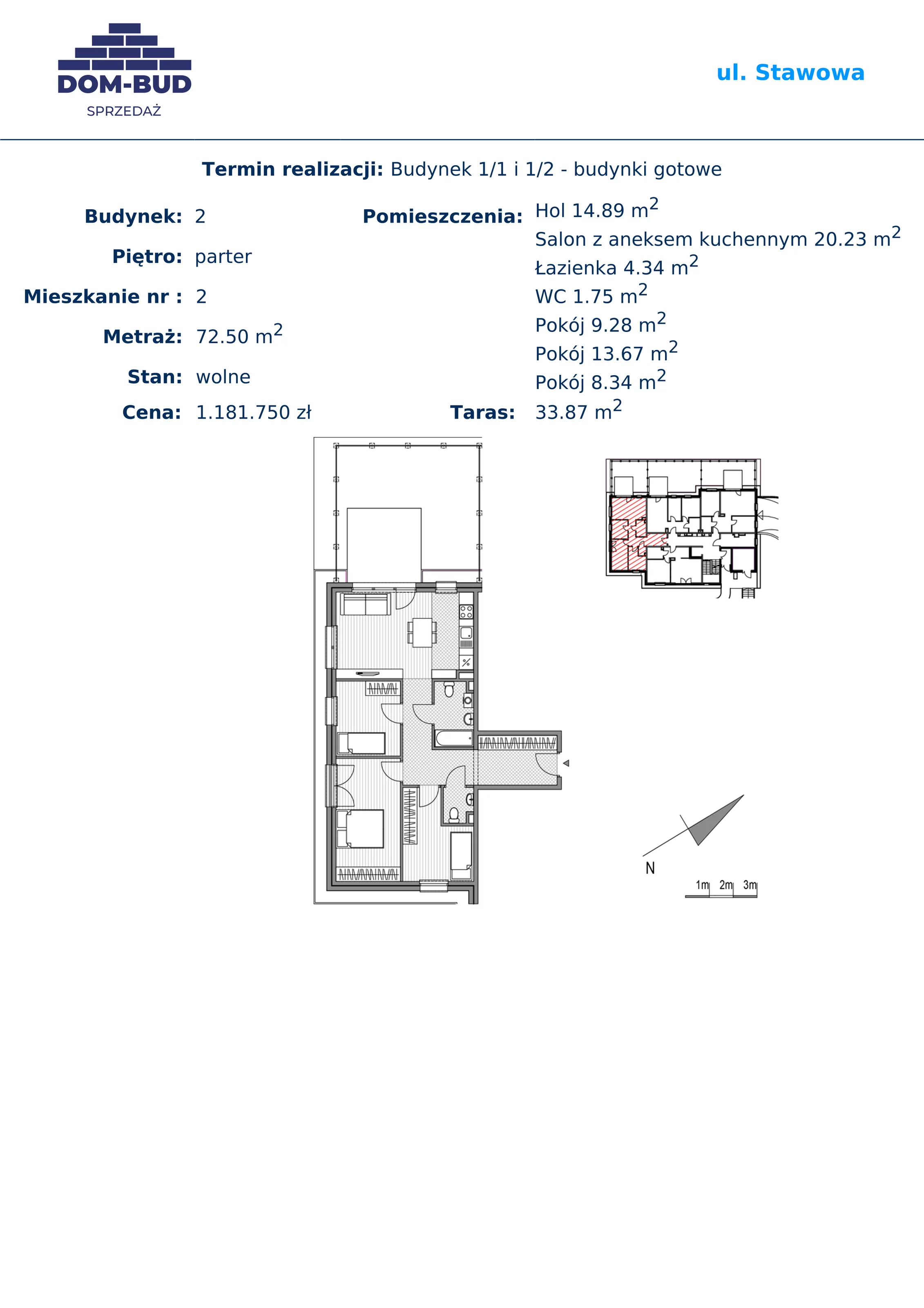 Mieszkanie 72,50 m², parter, oferta nr 1/2-2, ul. Stawowa, Kraków, Prądnik Biały, Bronowice Wielkie, ul. Stawowa 242