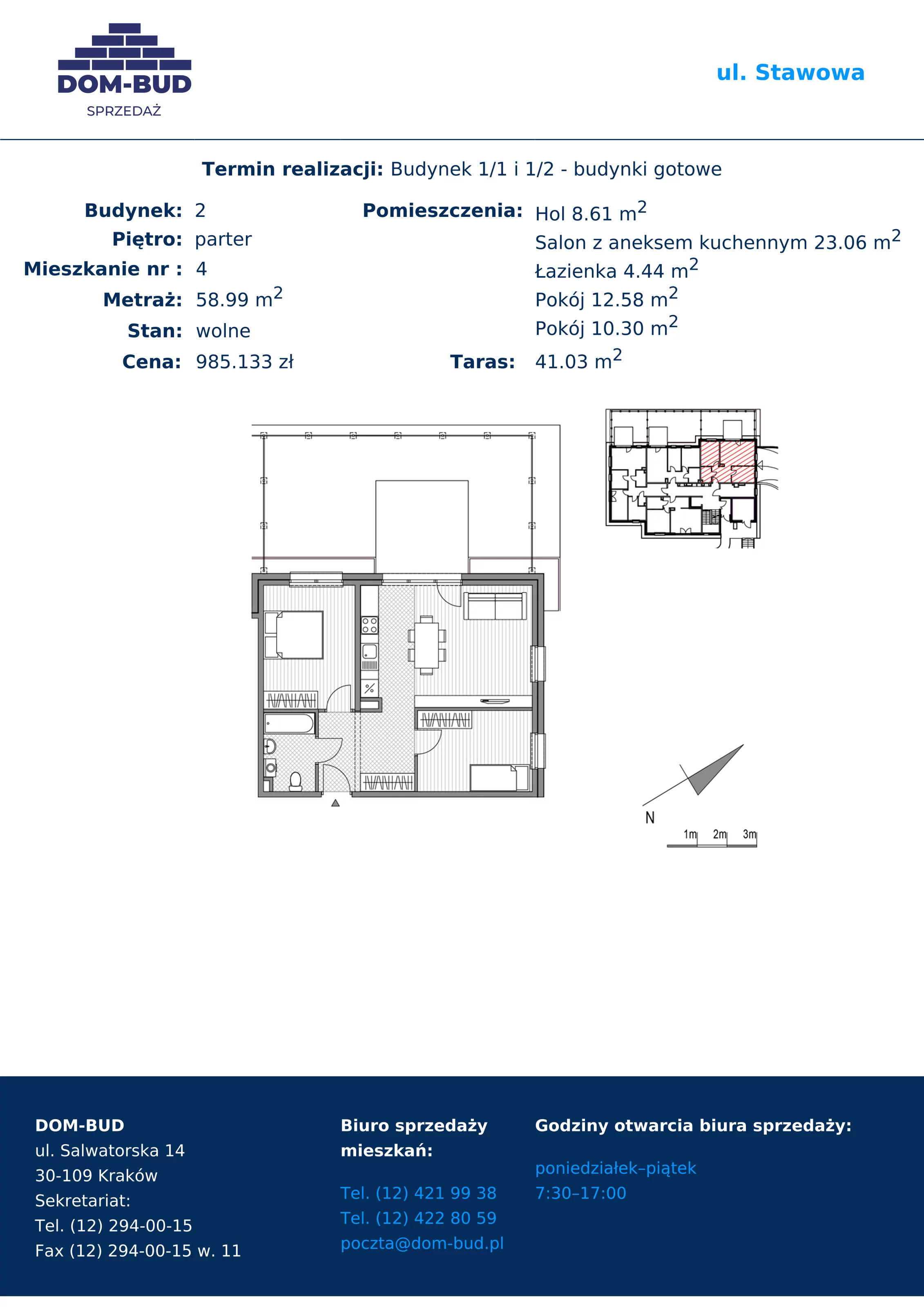 Mieszkanie 58,99 m², parter, oferta nr 1/2-4, ul. Stawowa, Kraków, Prądnik Biały, Bronowice Wielkie, ul. Stawowa 242