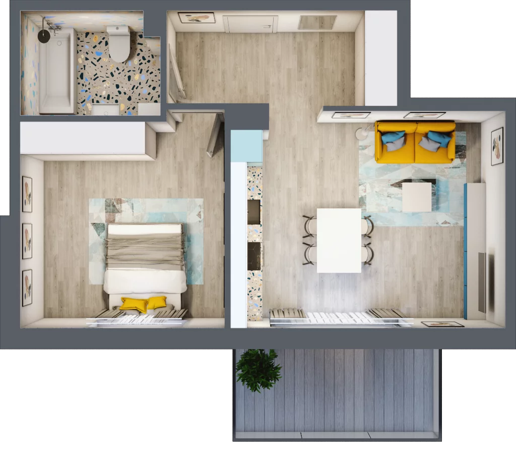 2 pokoje, mieszkanie 48,21 m², piętro 1, oferta nr 1/1-5, ul. Stawowa, Kraków, Prądnik Biały, Bronowice Wielkie, ul. Stawowa 242