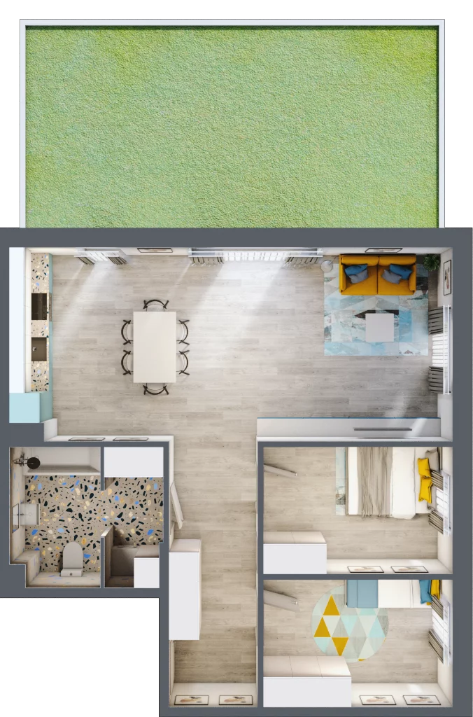 3 pokoje, mieszkanie 72,73 m², parter, oferta nr 1/1-4, ul. Stawowa, Kraków, Prądnik Biały, Bronowice Wielkie, ul. Stawowa 242