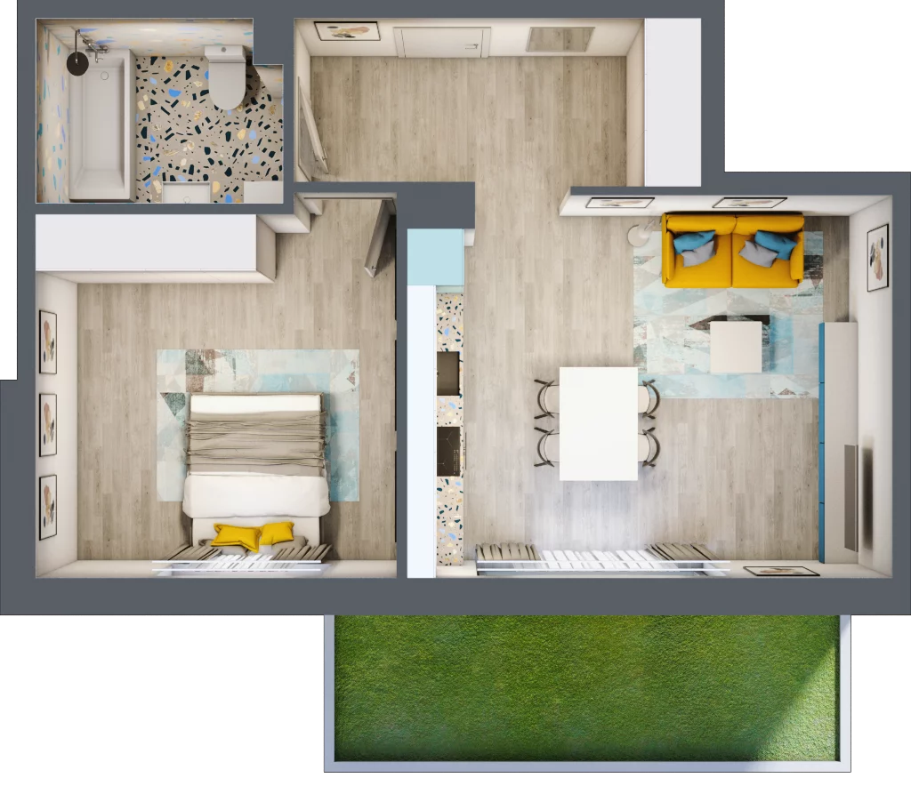 2 pokoje, mieszkanie 48,13 m², parter, oferta nr 1/1-1, ul. Stawowa, Kraków, Prądnik Biały, Bronowice Wielkie, ul. Stawowa 242