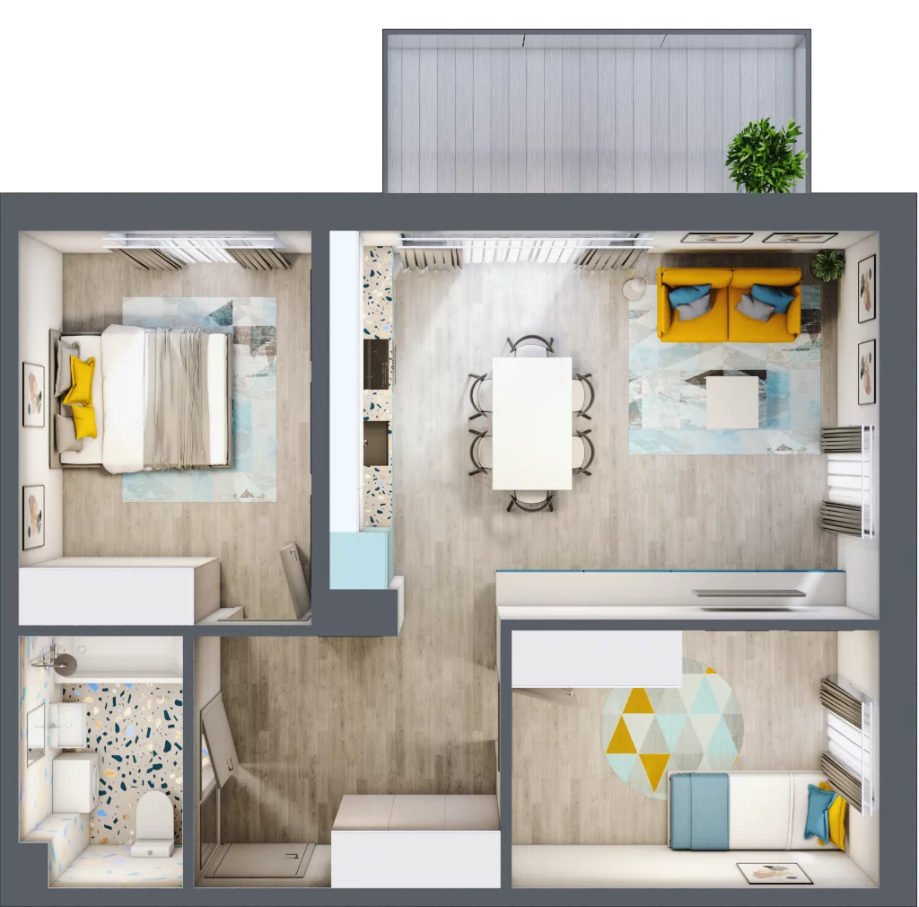 3 pokoje, mieszkanie 58,72 m², piętro 2, oferta nr 1/2-13, ul. Stawowa, Kraków, Prądnik Biały, Bronowice Wielkie, ul. Stawowa 242