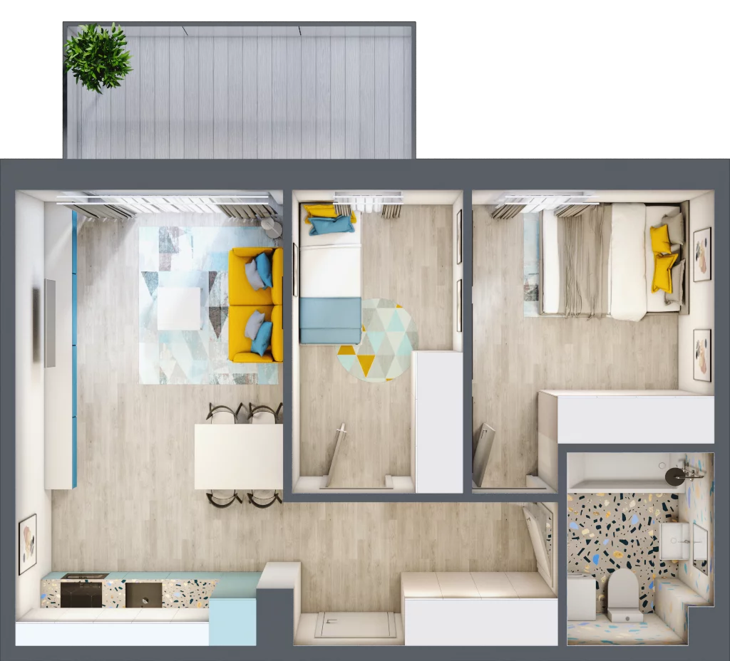 3 pokoje, mieszkanie 48,51 m², piętro 2, oferta nr 1/2-12, ul. Stawowa, Kraków, Prądnik Biały, Bronowice Wielkie, ul. Stawowa 242