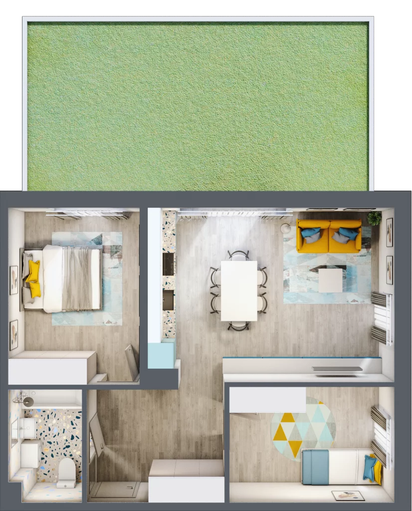 3 pokoje, mieszkanie 58,99 m², parter, oferta nr 1/2-4, ul. Stawowa, Kraków, Prądnik Biały, Bronowice Wielkie, ul. Stawowa 242
