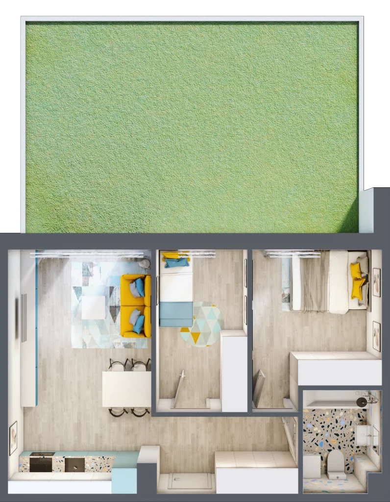 3 pokoje, mieszkanie 48,61 m², parter, oferta nr 1/2-3, ul. Stawowa, Kraków, Prądnik Biały, Bronowice Wielkie, ul. Stawowa 242