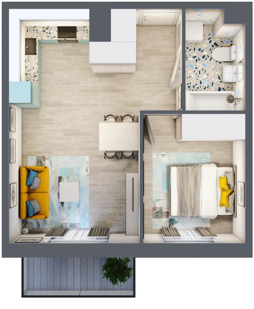 2 pokoje, mieszkanie 40,82 m², piętro 7, oferta nr 96, ul. Powstańców / os. Piastów - Budynek E, Kraków, Mistrzejowice, Osiedle Piastów, ul. Powstańców / os. Piastów