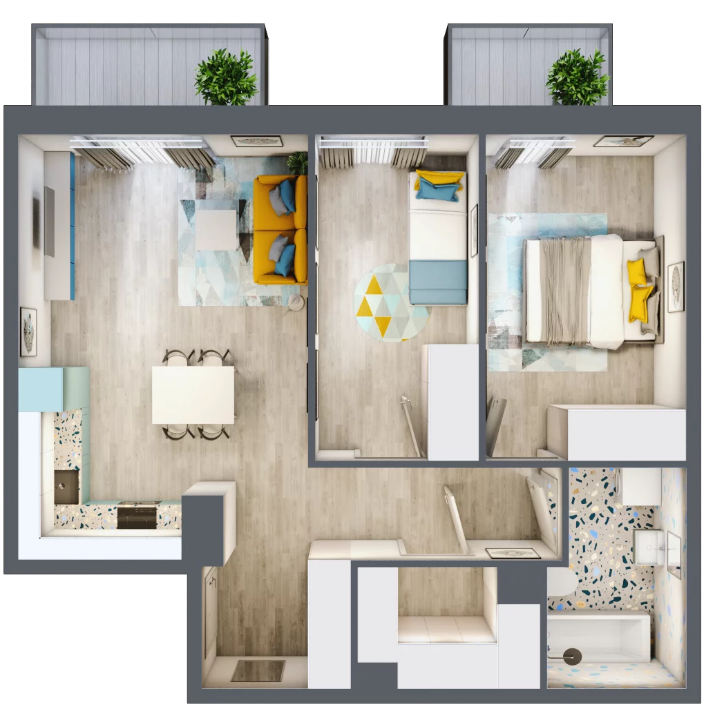 3 pokoje, mieszkanie 60,33 m², parter, oferta nr 38, ul. Powstańców / os. Piastów - Budynek E, Kraków, Mistrzejowice, Osiedle Piastów, ul. Powstańców / os. Piastów