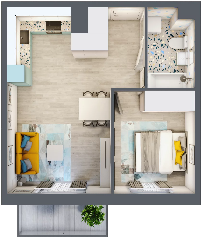2 pokoje, mieszkanie 40,82 m², piętro 2, oferta nr 56, ul. Powstańców / os. Piastów - Budynek E, Kraków, Mistrzejowice, Osiedle Piastów, ul. Powstańców / os. Piastów