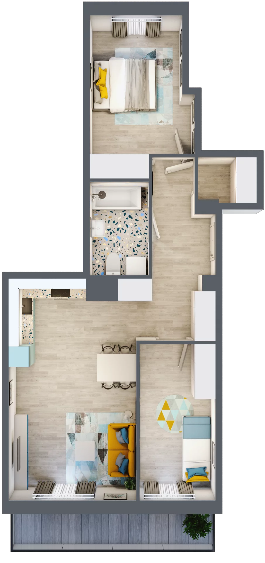 3 pokoje, mieszkanie 63,10 m², piętro 2, oferta nr 9, ul. Powstańców / os. Piastów - Budynek E, Kraków, Mistrzejowice, Osiedle Piastów, ul. Powstańców / os. Piastów