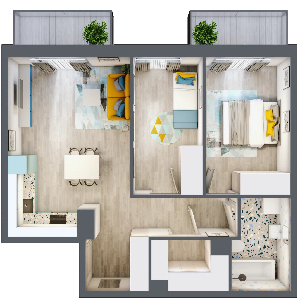 3 pokoje, mieszkanie 60,71 m², piętro 2, oferta nr 54, ul. Powstańców / os. Piastów - Budynek E, Kraków, Mistrzejowice, Osiedle Piastów, ul. Powstańców / os. Piastów