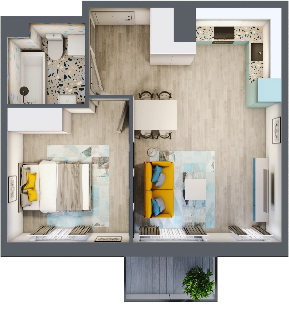 2 pokoje, mieszkanie 39,85 m², piętro 1, oferta nr F6, ul. Glogera - bud. F, G i H, Kraków, Prądnik Biały, Górka Narodowa, ul. Zygmunta Glogera