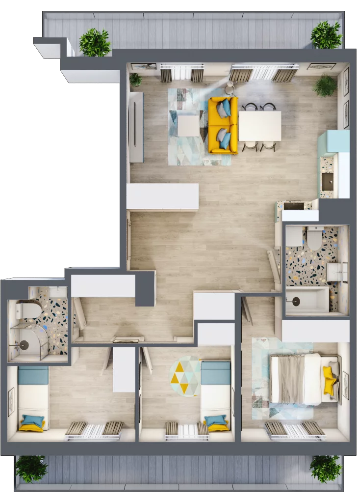 4 pokoje, mieszkanie 72,46 m², piętro 4, oferta nr F40, ul. Glogera - bud. F, G i H, Kraków, Prądnik Biały, Górka Narodowa, ul. Zygmunta Glogera