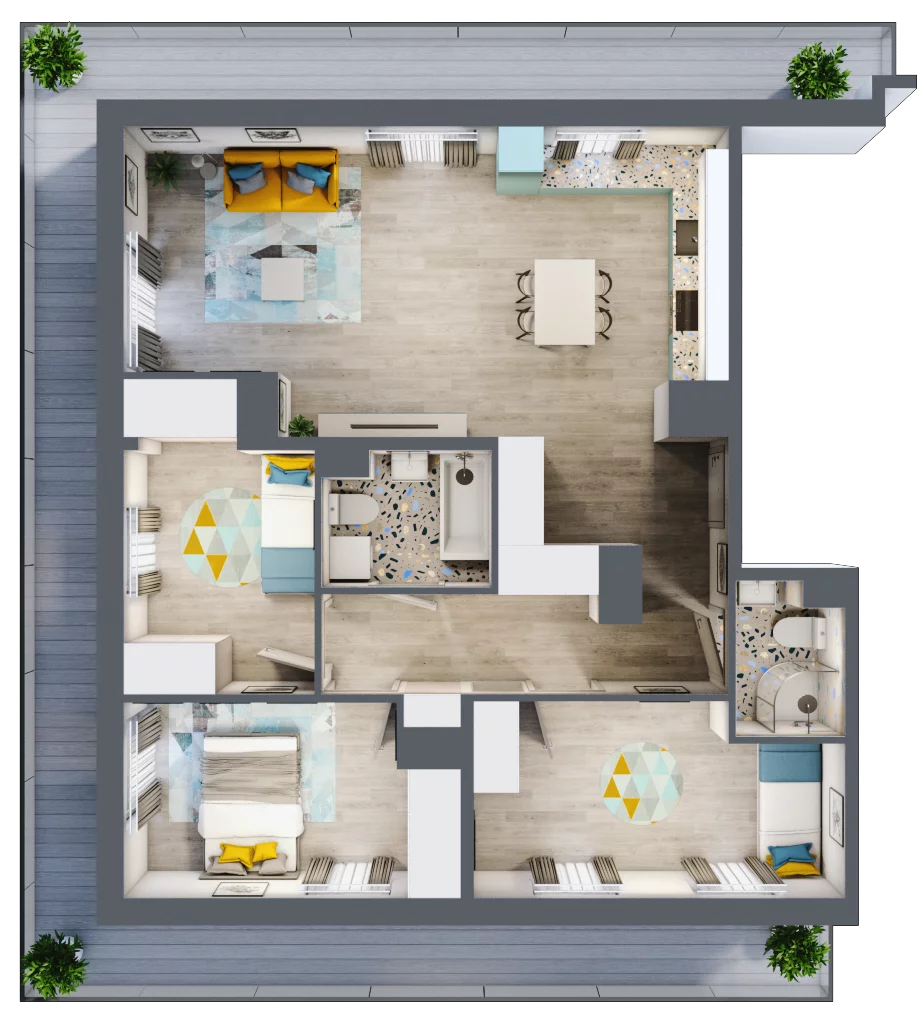 4 pokoje, mieszkanie 83,73 m², piętro 4, oferta nr F41, ul. Glogera - bud. F, G i H, Kraków, Prądnik Biały, Górka Narodowa, ul. Zygmunta Glogera