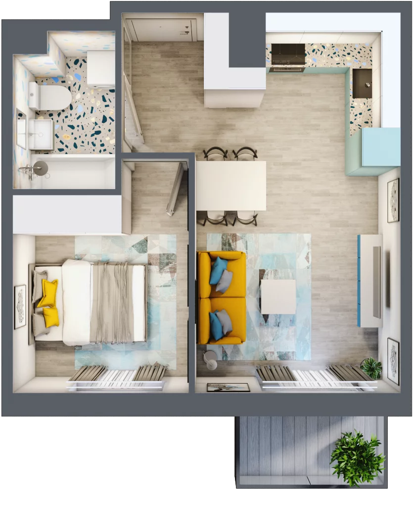 2 pokoje, mieszkanie 34,91 m², piętro 3, oferta nr F36, ul. Glogera - bud. F, G i H, Kraków, Prądnik Biały, Górka Narodowa, ul. Zygmunta Glogera