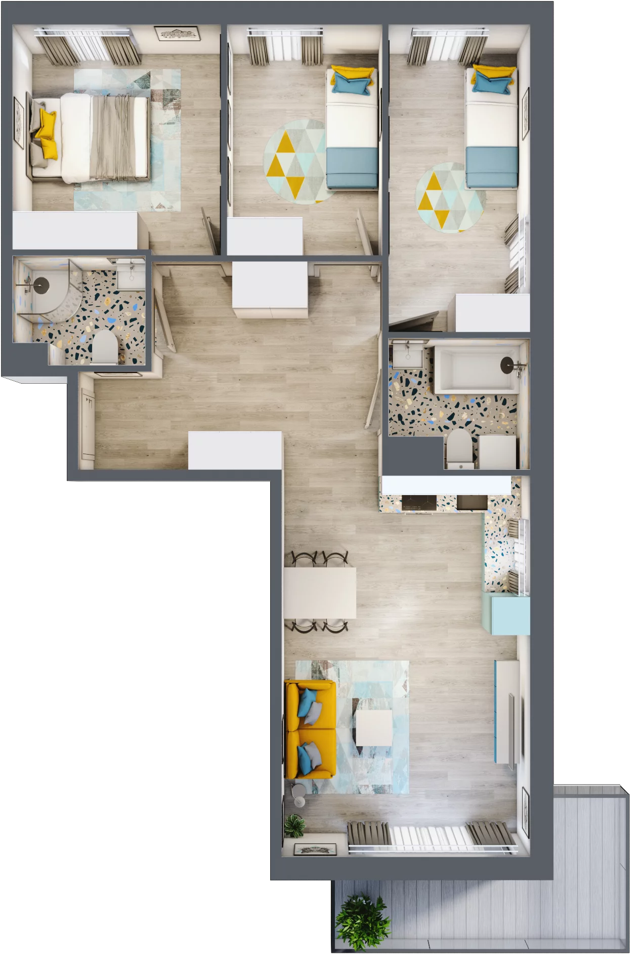 4 pokoje, mieszkanie 78,15 m², piętro 1, oferta nr F5, ul. Glogera - bud. F, G i H, Kraków, Prądnik Biały, Górka Narodowa, ul. Zygmunta Glogera